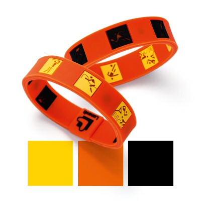 LunaSport Retro Ionen Magnet Armband Orange/Schwarz Orange/Gelb kultige original Piktogrammen Otl Aicher. Minus-Ionen-Materialmix allergenfreundliches Silikon reversibel Armband Retro-Wellness-Sport. LunaSport Armband hochwertige bipolar angeordnete Neodym Magnete je 1800 Gauss, 2 Bio-Süd 2 Bio-Nord gerichtet Bipolar angeordnete Magnete nutzen Energien von beiden Polen