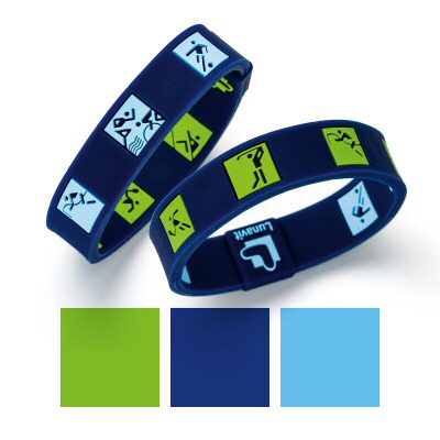 LunaSport Retro Ionen Magnet Armband Dunkelblau/Hellblau Dunkelblau/Hellgrün kultige original Piktogrammen Otl Aicher. Minus-Ionen-Materialmix allergenfreundliches Silikon reversibel Armband Retro-Wellness-Sport. LunaSport Armband 4 kraftvolle Magnete à je 1800 Gauss bipolare Anordung je 2 Bio-Nord 2 Bio-Süd hochwertiger Negativ Ionen Material-Mix Bipolar angeordnete Magnete nutzen Energien von beiden Polen